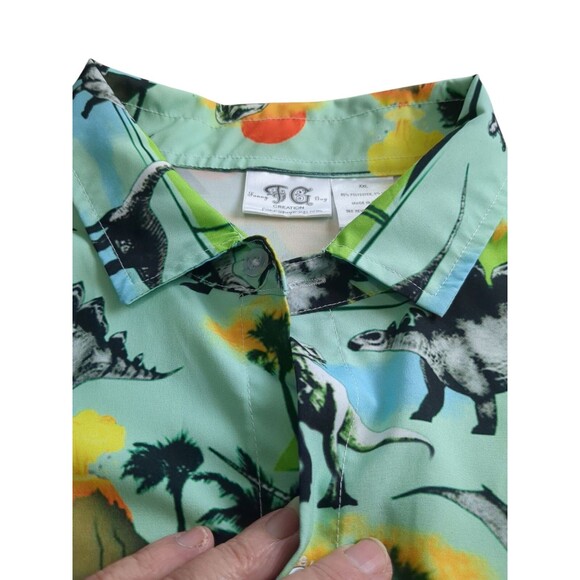 Funny Guy Creation Dinosaur Button Down  Mens XXL Shirt - Picture 3 of 10